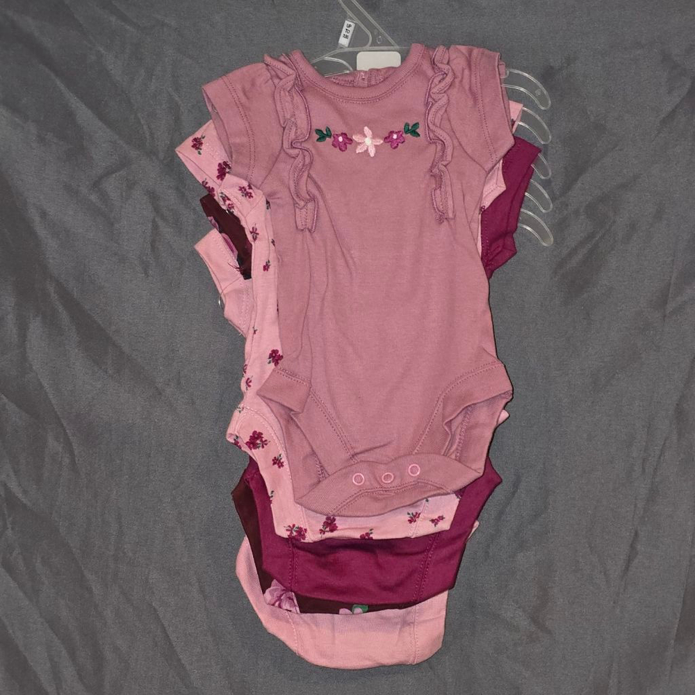 Kids Bundles Baby Place Bodysuits Pink/Purple NB, 3-6, 6-9m (5-Pack) - Picture 2 of 6
